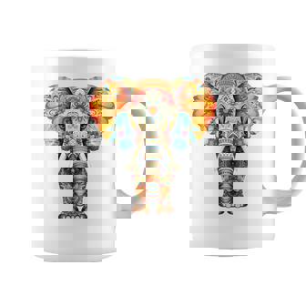 Elefante Animal Motivo Abstracto Flores Coloridas Elef Taza de café - Regaloses
