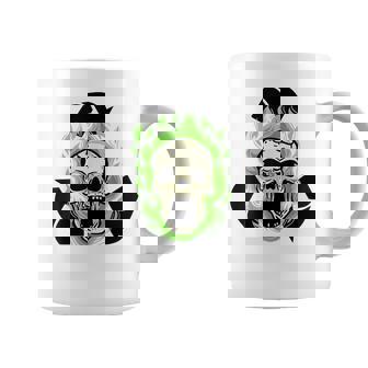 Flaming Skull Recycling Symbol Edgy With Flames Graphic Print Coffee Mug - Monsterry