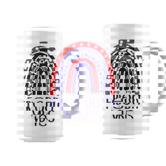 Freedom Vibes USA Flag Rainbow US Patriotic 4th Of July Graphic Print Coffee Mug - Monsterry