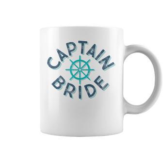 Fun Nautical Wedding Matching Groom Ship Wheel Captain Bride Graphic Print Coffee Mug - Monsterry