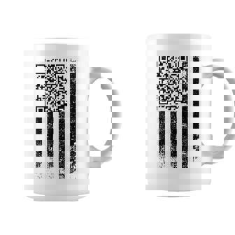 He's Back Trump Scan Code Qr Distressed American Flag Coffee Mug | Mazezy