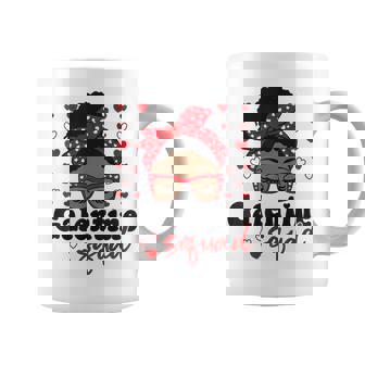 Galentine Squad Black Afro Messy Bun Galentines Day Coffee Mug | Mazezy
