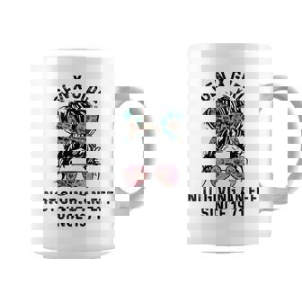 Gen X Girl Not Giving An Eff Since 1971 Tie Die Messy Bun Coffee Mug | Mazezy