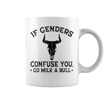 If Genders Confuse You Go Milk A Bull Vintage Quotes Coffee Mug | Seseable UK