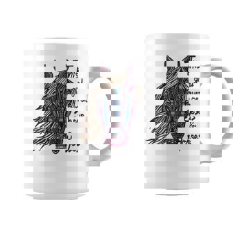 Girl Runs On Jesus & Horses Lover Abstract Tribal Art Horse Graphic Print Coffee Mug - Monsterry