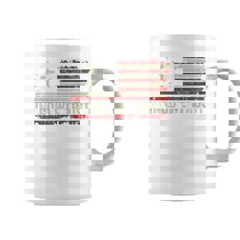 In God We Trust Patriotic American Flag Cross ON BACK Graphic Print Coffee Mug - Monsterry