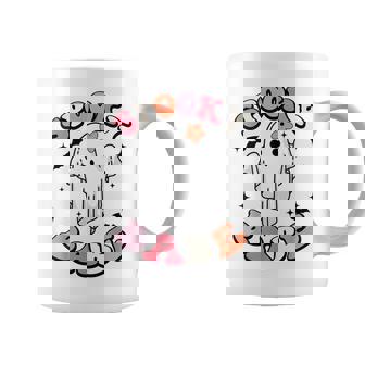 Groovy Ghost Spooky Babe Vibes Retro Floral Hippie Halloween Graphic Print Coffee Mug - Monsterry