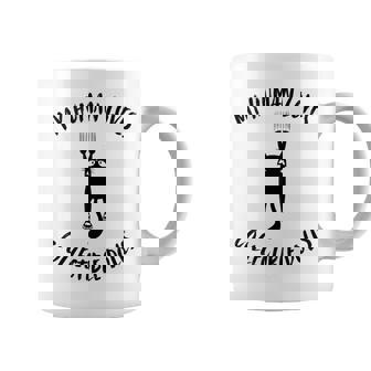 My Human Loves Collectible Dolls Cat Parent Hobby Lover Tank Top Graphic Print Coffee Mug - Monsterry