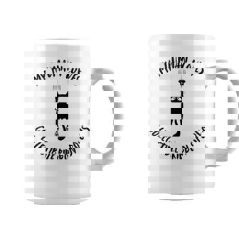 My Human Loves Collectible Ribbon Spools Cat Parent Hobby Tank Top Graphic Print Coffee Mug - Monsterry