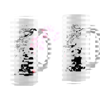 Japanese Panda Sakura Cherry Blossoms Sumi-E Aesthetic Coffee Mug - Seseable