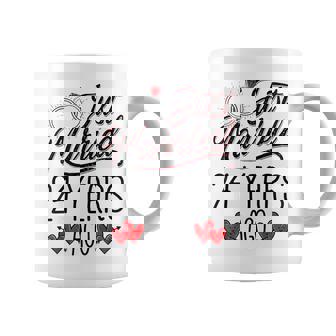 Just Married 24 Years Ago Couple 24th Anniversary Graphic Print Coffee Mug - Monsterry