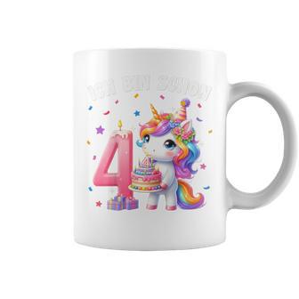 Kinder 4 Geburtstag Mädchen 4 Jahre Einhorn Party Outfit Einhorn Tassen - Geschenkecke