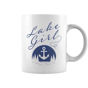 Lake Girl Outdoor Living Lakeside Trees Water Nature Anchor Graphic Print Coffee Mug - Monsterry