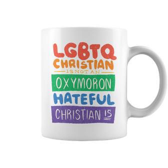 LGBTQ Christian Is Not An Oxymoron LGBT Pride Premium Graphic Print Coffee Mug - Monsterry