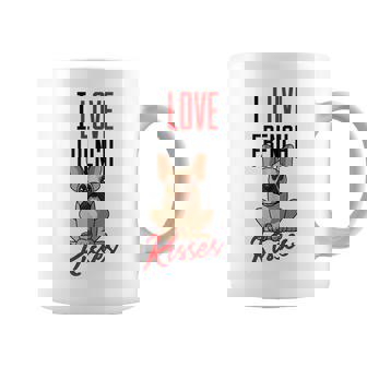 I Love French Kisses French Bulldog Doggy Frenchie Mom Graphic Print Coffee Mug - Monsterry