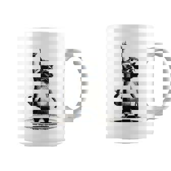 Mapache Retro Rock Música Regalo Hombres Niños Es Divertido Mapache Manga Larga Taza de café - Regaloses
