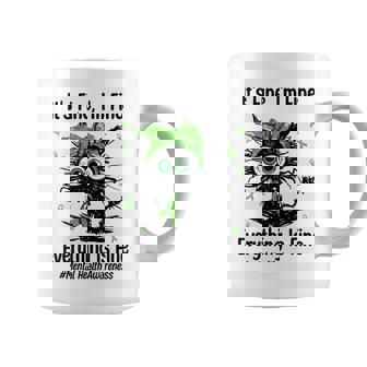 Mental Health Warrior Awareness Black Cat Brain Illness Coffee Mug - Seseable