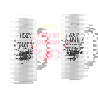 I Miss My Grandma Flower Red Blue Floral Family Memorial Graphic Print Coffee Mug - Monsterry