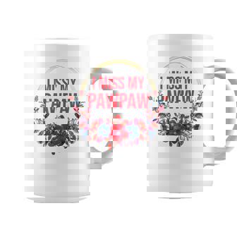 I Miss My Pawpaw Flower Red Blue Floral Family Memorial Graphic Print Coffee Mug - Monsterry