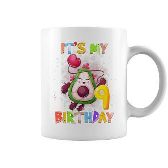 Niños Es Mi Noveno Cumpleaños Aguacate Comidaegana Niñas De 9 Taza de café - Regaloses