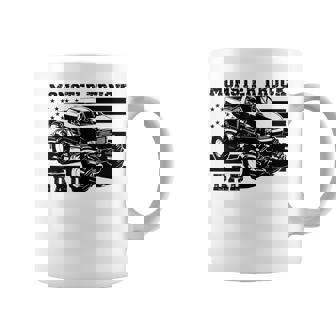 Patriotic Art Love USA Proud American Flag Monster Truck Dad Graphic Print Coffee Mug - Monsterry