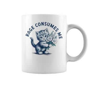 Rage Consumes Me Cat Flower Cute Kitty Cat Meme Gray Tassen - Geschenkecke