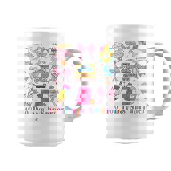 Retro Groovy 100 Days Of School 100 Days Smarter Bow Pencil Graphic Print Coffee Mug - Monsterry