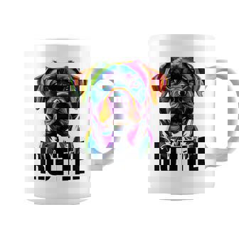 Rottweiler Face Colorful Rottie Dog Lover Hombres Es Negro Manga Larga Taza de café - Regaloses