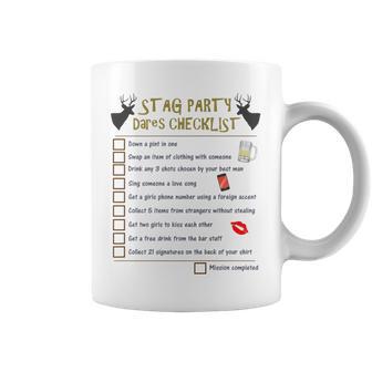 Stag Do Dares Checklist Game Bachelor Party & Stag Night Premium Graphic Print Coffee Mug - Monsterry