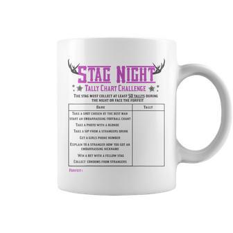 Stag Do Tally Chart Checklist Bachelor Party Dares Game Graphic Print Coffee Mug - Monsterry