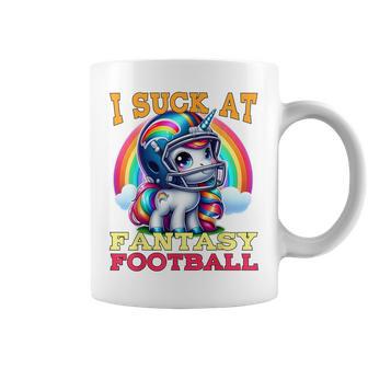 I Suck At Fantasy Football Unicorn Rainbow Loose Football Pink Tassen - Geschenkecke