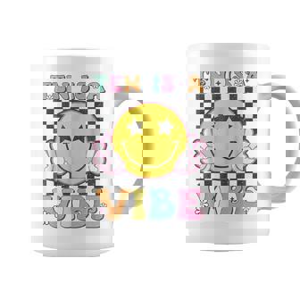 Ten Is A Vibe 10Th Birthday Groovy Smile Face 10 Years Old Coffee Mug - Monsterry