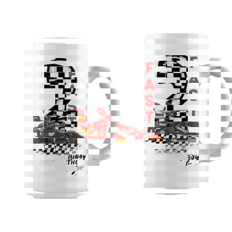 Two Fast 2Nd Birthday Boy Racing Car White Coffee Mug - Monsterry