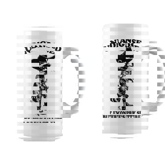 Undiagnosed But Everyone's Pretty Sure Cowboy Raccoon Graphic Print Coffee Mug - Monsterry