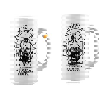 Vintage Do Not Pet The Fluffy Cows Yellowstone National Park Coffee Mug - Monsterry
