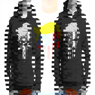 Camisa Trump Hair Skull Para El 4 De Julio Regalo Con La Bandera Estadounidense De Trump Sudadera - Regaloses