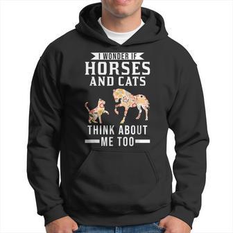 Chevaux Et Chats Pensent De Moi Trop Chats Sweat à capuche - Cadeauxyz