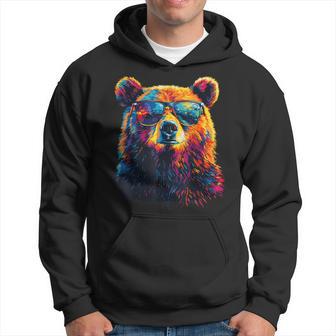 Cool Bear Portrait With Sunglasses Watercolour Bear Kapuzenpullover - Geschenkecke