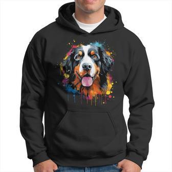 Cute Bernese Mountain Dog On Painted Bernese Mountain Dog Kapuzenpullover - Geschenkecke