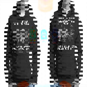 Damen Ich Liebe Roboter Geschenk Alle Altersgruppen Roboter Kinder Mit-Ausschnitt Kapuzenpullover - Seseable