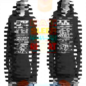 Eat Sleep Football Repeat Divertido Jugador Retro Amante Del Fútbol Sudadera - Regaloses