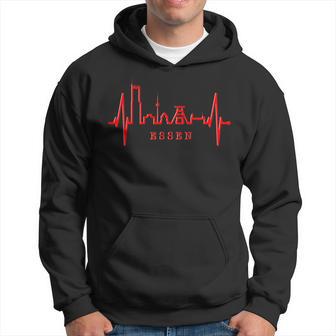 Essen Skyline Heartbeat Ruhrpott Fan Heart Love Essen Kapuzenpullover - Geschenkecke