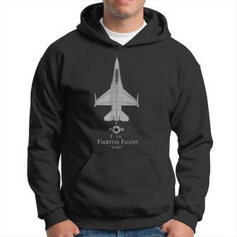 F-16 Fighting Falcon Tech Drawing Military Plane Kapuzenpullover - Geschenkecke