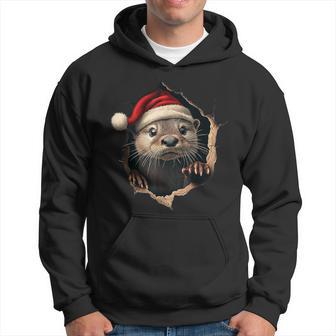 Otter With Christmas Hat Sunglasses Cute Otter Kapuzenpullover - Geschenkecke