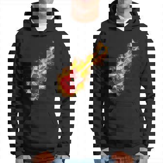 Guitarra De Rock Eléctrica En El Fuego Con Calavera Headstock T Sudadera - Regaloses