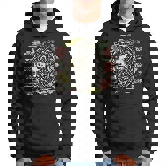 Hérisson Avec Fleurs De Cerisier Japonaises Rétro Sweat à capuche - Cadeauxyz