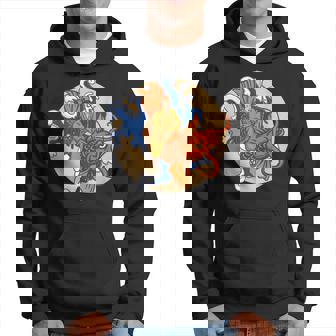 Poisson Rouge Japonais Samouraï Wave Orange Poisson Carpe Sweat à capuche - Cadeauxyz
