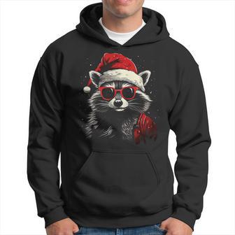 Raccoon With Christmas Hat Christmas Kapuzenpullover - Geschenkecke