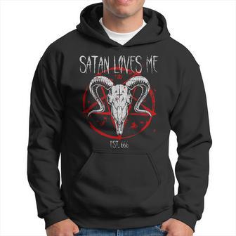 Satanist Baphomet 666 Satanism Satan Loves Me Kapuzenpullover - Geschenkecke