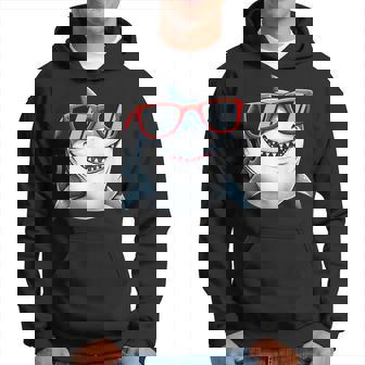 Shark Lovers Squad Requin Portant Des Lunettes De Soleil Rouges -Adultes Enfants Noir Taille S Coupe Classique Manche À Double Couture Et Ourlet À La Base Sweat à capuche - Cadeauxyz
